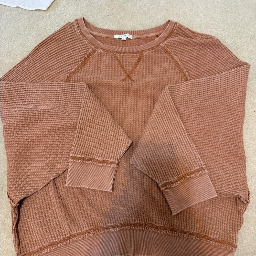 Z Supply Warm Tan Crew Neck Sweater